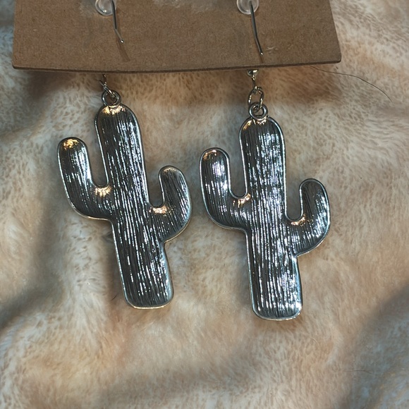 Austin West - Silver Boho Cactus with Turquoise Dangle Earrings - Picture 6 of 14